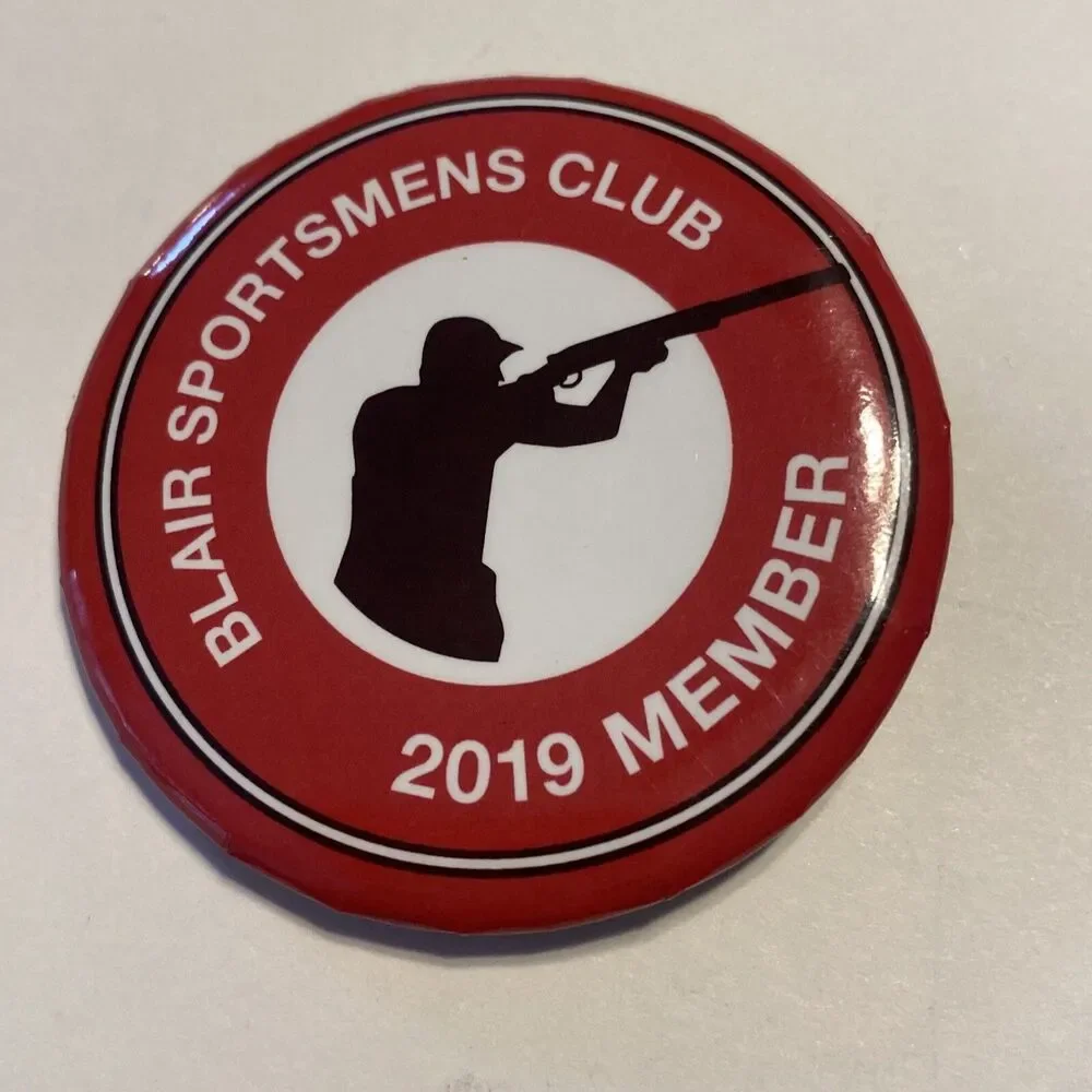 ROD & GUN CLUB Sportsmen's Fish Game 2019 PINBACK BUTTON BADGE